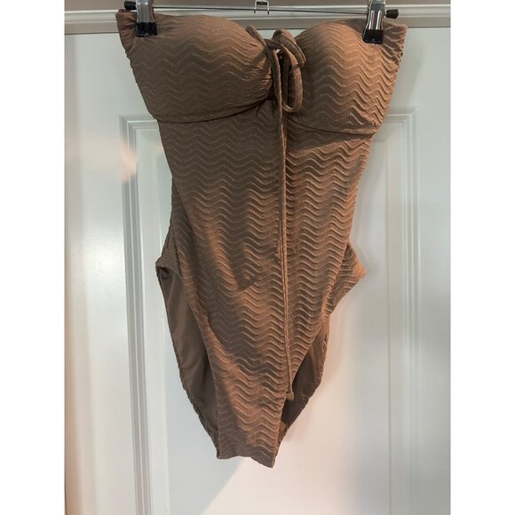 Trina Turk Swim & Spa Collection Brown Textured One-Piece Swimsuit Size 6 Strapl - Picture 1 of 4